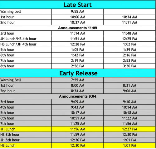 Late Start Early Release